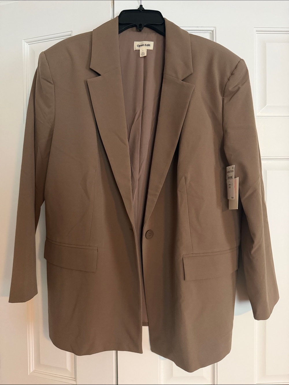 Open Edit Women's Single-Button Blazer in Taupe